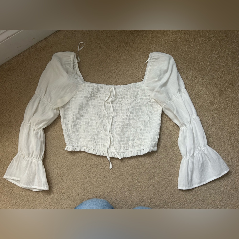 Lelis Collection White Smocked Crop Top - these three boutique